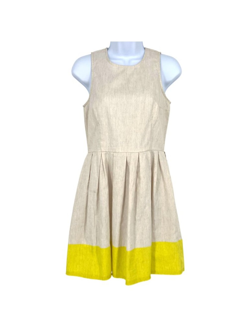 Gap Coastal Preppy Linen Blend Sleeveless A-Line Dress Size 0 Beige Yellow